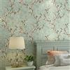 MEAIHOME - Carta da parati in tessuto non tessuto, stile americano, 3D, stile pastorale, con albero di fiori, versione AB con camera da letto, sfondo TV, 1,73 x 32,8 l non incollata (ciano chiaro)