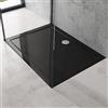 doporro Piatto Doccia 80x110 cm Rettangolare in Acrilico Rinforzato nero, Altezza 4 cm Ultrasottile, con Piletta di Scarico Cromata Inclusa - Faro2