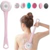 mumisuto Spazzola Schiena Doccia Elettrica, 6 in 1 Spazzola per Corpo Doccia, Spazzola da Doccia con Manico Lungo, Spazzola Bagno Schiena Multifunzionale per Esfoliante, Pulizia Della Pelle (Rosa)