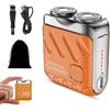 Ruileyou R-12 Rasoio elettrico portatile a doppio anello rotante, Mini rasoio elettrico portatile, Uso asciutto e bagnato, Rasoio tascabile impermeabile ricaricabile tramite USB (Orange)