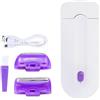 Mediawave Store - Epilatore USB Portatile 2in1 con Luce LED e 2 Testine Intercambiabili: Trimmer Ricaricabile per Depilazione Viso e Corpo Indolore Professionale