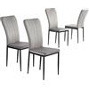 BAÏTA - Sedie Poppy Velluto Grigio Chiaro Set di 4