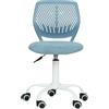 FurnitureR FR Carnation Curio Ergonomic Adjustable Height Swivel Rolling Computer Executive Chair for Home Office Study, Blue, Metallo, Blu, 44 x 40 x 74-87CM