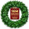 Festive Fix Ghirlanda natalizia, 16 m, realistica, non illuminata, verde, per decorare scale, camini, porte e finestre, flessibile, resistente, decorazione per interni ed esterni