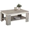 Hela Tische, Tim - Tavolino da divano, materiale a base di legno rivestito in melammina, bordo colorato, effetto cemento/bianco, grande ripiano, 90 x 60 x 41 cm