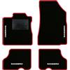 QUEMAR Tappetini Auto per Dacia Sandero, Bordo Rosso, 4 Ricami | anche Stepway / 2012-2020 / Kit Tappeti Moquette e Gomma su Misura / Set 2 Anteriori +2 Post./ Ricami e Colori Personalizzati