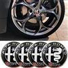 VS 4 Tappi Adesivi Coprimozzo 50mm Compatibili con Alfa Romeo Auto 147 156 GT Giulia Mito Nero Bianco Cerchi Lega Ruota Coppette