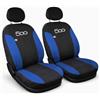 Susy Shop Coprisedili Anteriori compatibili con Fiat 500, Set 2 Pezzi con Logo Ricamato, Design Elegante, Made in Italy (Nero/Blu Royal)