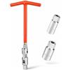 topolenashop Chiave Candela Universale 16 mm 21 mm con Snodo Professionale e Impugnatura a T - Set 3 Pezzi in Acciaio Cromato per Auto Moto Scooter - Chiave Candela Snodata | 201612