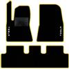 QUEMAR Tappetini Auto compatibili con Tesla Model 3 dal 2017 anche Highland/Kit Tappeti Moquette e Gomma su Misura (Set 2 Anter.+1 Poster.)/Ricami e Colori Personalizzati (Bordo Giallo, 2 Ricami)