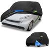 Partuto Copertura Auto Impermeabile Copertura Auto Esterna Completa per Smart Fortwo in Tessuto Oxford 210D, Nero Blu con Zipper Porta Protezione da Pioggia Sole Neve Universale