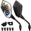 DREAMIZER Specchietti Posteriore Moto 8mm 10mm, Moto Specchietti Laterali con 22mm Morsetto Manubrio per Street Bike ATV Quad Cruiser Bike