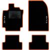 QUEMAR Tappetini Auto compatibili con Renault Clio III e Grandtour 2005-2012/Kit Tappeti Moquette e Gomma su Misura (Set 2 Anter.+ 2 Poster.)/Ricami e Colori Personalizzati (2 Ricami, Bordo Arancio)