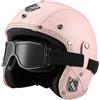 EBAYIN Casco vintage retrò Scooter Casco jet ciclomotore Casco mezzo casco in pelle 3/4 con visiera Casco aperto per uomo e donna Certificazione DOT ECE,G-M=(57~58cm)