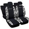 Lupex Shop Copri-sedili Auto Compatibili 500L Nero Mimetico chiaro Set Copri-Sedile Anteriori e Posteriori Logo Ricamato Airbag Compatibile