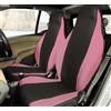 Rebeca Shop® Coprisedili Anteriori compatibili per Smart fortwo, prima, seconda e terza serie, W450 W451 W453, Set di 2 foderine (Nero/Rosa, Senza Logo)