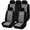 Rebeca Shop Coprisedili auto universali Made in Italy - Racing - schienali posteriori con 2 zip - airbag compatibili in vari colori made in Italy (Grigio Chiaro/Nero AP)