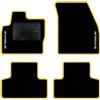 QUEMAR Tappetini Auto compatibili con Range Rover Evoque I 2011-2019/ Kit Tappeti Moquette e Gomma su Misura (Set 2 Anteriori +2 Posteriori)/ Ricami e Colori Personalizzati (Bordo Giallo, 2 Ricami)