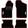 QUEMAR Kit Tappetini Auto per Fiat 600 1998-2010, Bordo Rosso, 2 Ricami | Kit Tappeti Moquette e Gomma su Misura / Set 2 Anteriori + 2 Posteriori / Ricami e Colori Personalizzati / Antiscivolo