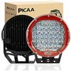 PICAA Faro da Lavoro LED 2pcs 225W 9 Pollici Rosso Tondo Spot Light Fari Led Auto Luci per Fuoristrada Guida Fendinebbia Luci della Barca Luci di Guida Faro da Lavoro a Led SUV Lampada Trattore