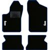 QUEMAR Kit Tappetini Auto per Fiat 600 1998-2010, Bordo Blu, 2 Ricami