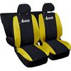 Lupex Shop Copri-sedili Auto Compatibili Seicento 600 | Set Coprisedili Anteriori e Posteriori | Logo Ricamato | Airbag Compatibile | Accessori Auto Interno (Nero/Giallo)