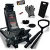 LUKONA® Cric idraulico 3T (83 - 500 mm) - pedale extra con impugnatura a D, con perno per pneumatici, ginocchiera e guanti, cric per auto (antracite)