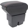 KAERGK Scatola bracciolo per Fiesta 2009-2017 scatola di immagazzinaggio della console centrale con supporto della tazza doppio strato bracciolo accessori nero (4 USB nero con linea rossa)