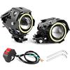 Longzhuo Faretto Angel Eyes, 2PCS 12V 125W 3000lm U7 LED White Light IP68 Faro per moto con interruttore