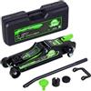 TALK-POINT Cric idraulico 2,5 tonnellate versione piatta 80 mm - 360 mm Low Profile con valigetta + adattatore SUV + 2 cuscinetti in gomma idraulici per auto, ruote a 360° (verde)