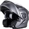BCBKD Casco Moto Modulare Omologato ECE Casco Moto Integrale Apribile Donna Uomo Doppia Visiera Caschi Modulari Motorino Integrali Casco Grande Flip Up Cool Matte Gray 1,4XL