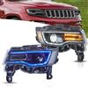 VLAND Motor VLAND Fari Full LED per Grand Cherokee WK2 2014-2021 con display dinamico, lato conducente e passeggero - cromato (Nero - Riflettore trasparente)