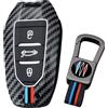 ontto Custodia in fibra di carbonio per chiavi dell'auto Adatta per Peugeot 308SW 2024 208e 3008 GT 2022 508 e2008 5008 Citroen C4 Cactus Picasso DS3 DS7 Cover Guscio per chiavi Copri chiavi 3 tasti