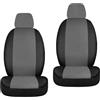W-Parts Set di Coprisedili e Copri Poggiatesta per Sedili Anteriori Prodotto Artigianale Universale Bordi Elasticizzati per Airbag Laterale Lavabili lavatrice Ganci Di Fissaggio MADE IN ITALY (Grigio / Nero)