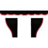 Generic Tende per camion - Set di 3 tende in nero con frange rosse