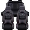 STIKY Coprisedili Auto in Pelle per Dodge RAM 1500 1500 TRX/1500 Classic, Su Misura Copri Sedile Auto, Tutte le stagioni Anteriori e Posteriori Copri Sedile,Luxurious_Set-F_Black+red