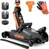Sellnet Verda cric idraulico 2,5T, 85-365 mm + 3 guanti da lavoro in gomma + guanti da lavoro sollevatore auto cric sollevatore auto professionale supporto piatto camper fuoristrada
