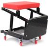 Wiltec Sgabello da Officina con Ruote e scaletta, Carrello e scaltte 2in1, Portata 160 kg, Sgabello da Meccanico con portaoggetti e scalino