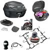 farbrothersonline COMPATIBILE CON KYMCO X-TOWN 300 BAULETTO BAULE VALIGIA PER PORTAPACCHI POSTERIORE MOTO SCOOTER B360 TECH 39LT+PIASTRA+RETE/RAGNO PER 2 CASCHI JET-1 CASCO INTEGRALE/MODULARE