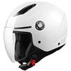 Generico Casco MPH Moto Demi Jet Scooter Star Bianco Lucido Visiera Lunga White Gloss Taglia XXL