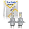ROADSUN Lampadine LED Per Fari Auto, 20000LM, 12V, 6000K Bianco, Abbaglianti e Anabbaglianti H4, Lampadine alogene a LED per la guida notturna, For Dacia Dokker 2012-2025