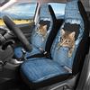 chaqlin Set completo di 2 coprisedili per auto universali in denim con stampa gatto 3D per uomo e donna, resistenti e antiscivolo