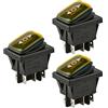 ETOPARS 3 Pezzi 12V 20A Interruttore a Bilanciere per Auto Luminoso a LED Giallo Nebbia Interruttore a Levetta Chiusura a Scatto Impermeabile Premere Pulsante 6 Pin ON off ON