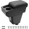 KAERGK Bracciolo per Auto per Renault Clio 2013-2017 Console Centrale Dell'auto Doppio Strato di Spazio con Portabicchieri Facile da Montare Pelle Confortevole e Resistente Nero (Linea Nera)