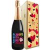 Bottle-Up Regalo San Valentino - Prosecco DOC personalizzato e cassa legno - Idea regalo per innamorati, bomboniere, anniversario di fidanzamento e di matrimonio (Arcobaleno, Love)
