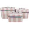 VKZ Beauty Case Donna da Viaggio Set 3 Pezzi, Borsa Porta Trucchi Rigida in Similpelle PU, Trousse Make Up con Manico e Zip, Valigetta Organizer Cosmetici Grande Medio Piccolo,Rosa a righe bianche