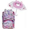 SJ GANG STYLE JAM GANG Zaino Scuola Estensibile ANIMALI FANTASY - Unicorno - Zaino Scuola Elementare Bambina + Ombrello Rosa, Fantasia Orso