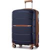 KONO Valigia Media in PP Rigida 20 kg - Trolley con Ruote 360°TPE, Leggera con Serratura TSA (66,5 cm, Marina Militare/Marrone)