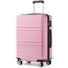 KONO Valigia leggera ABS + PC rigida con serratura TSA, valigetta da viaggio con 4 ruote, rosa., Großer Koffer