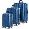FERGÉ Set di 3 valigie viaggio espandibile TOULOUSE - bagaglio rigido dure + 5 cm 3 pezzi valigetta 4 ruote blu